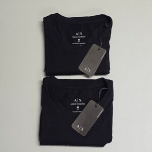 Armani Exchange T-Shirt Mens Medium Black Slim Fit Pima Cotton *Lot of 2*